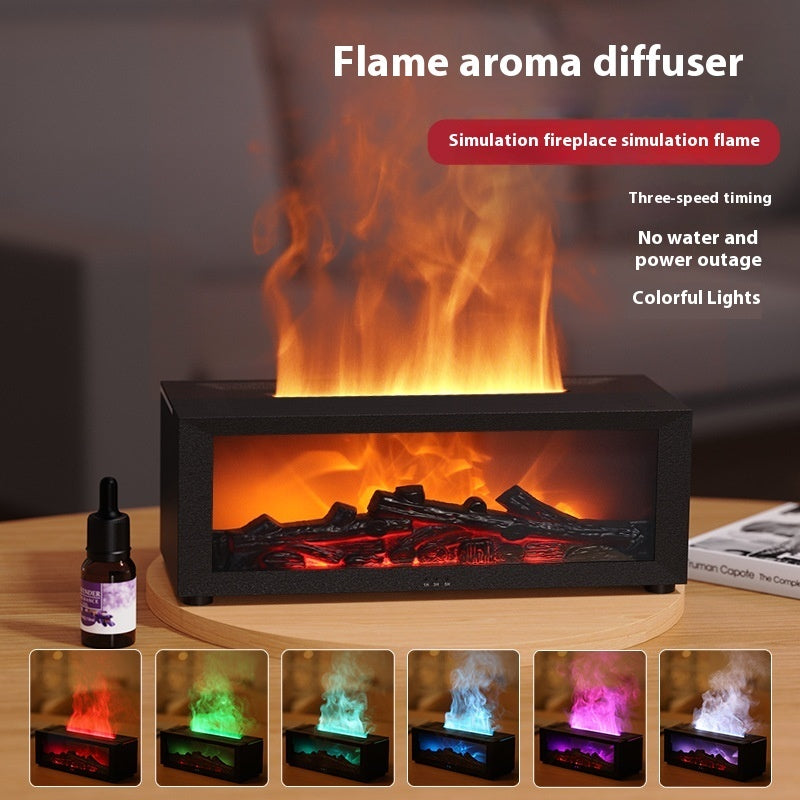 New Flame Humidifier with Flame Aromatherapy Machine Colorful Essential Oil Diffuser Home Large Fog Volume 3D Flame Fireplace Machine