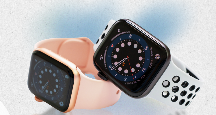 Two smartwatches on a white background