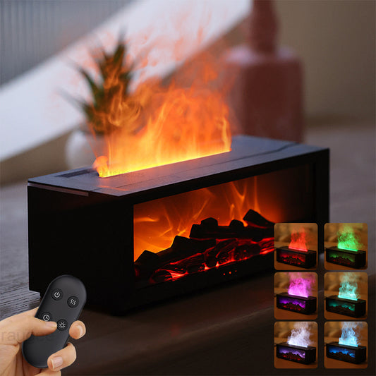 New Flame Humidifier with Flame Aromatherapy Machine Colorful Essential Oil Diffuser Home Large Fog Volume 3D Flame Fireplace Machine